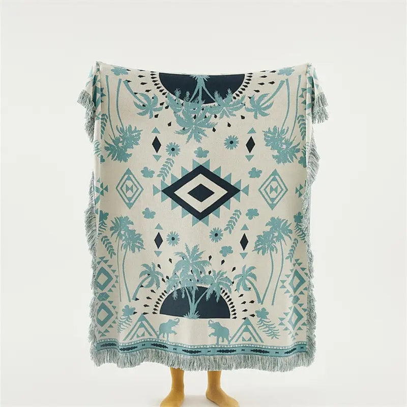 Heath Azura Boho Geometric Knit Blanket | Knitted, Boho Style