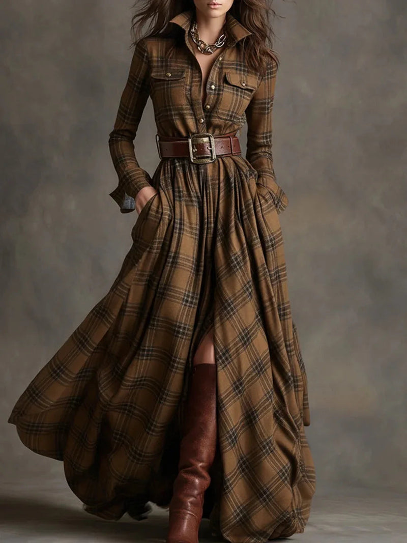Camille Women's Plaid Dress - back view