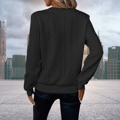 Ava Women's Cable Knit Sweater - styled view