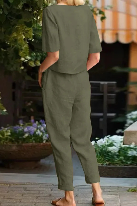 Verity Women's Linen Trousers - styled view