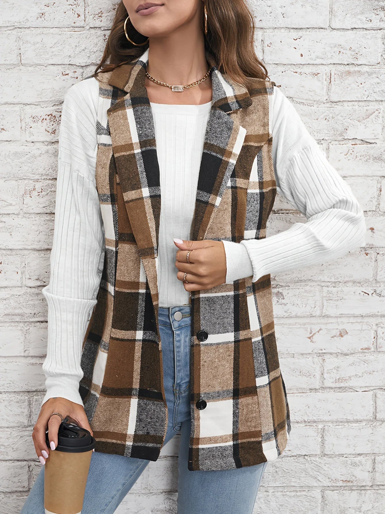 Winona Women's Plaid Vest - front view