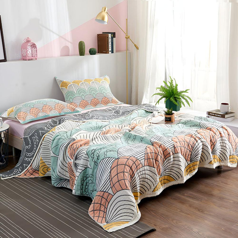 Marlow Scallop-Pattern Cotton Blanket | Cotton, Year-Round