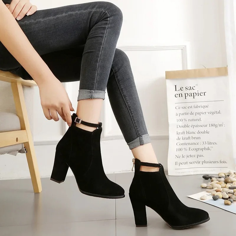 Winona Women's Block Heel Ankle Boots - close-up detail