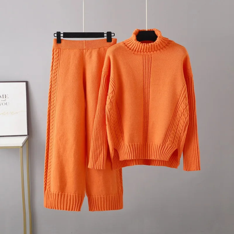 Mira Women's Cable Knit Two-piece Set - shown in use