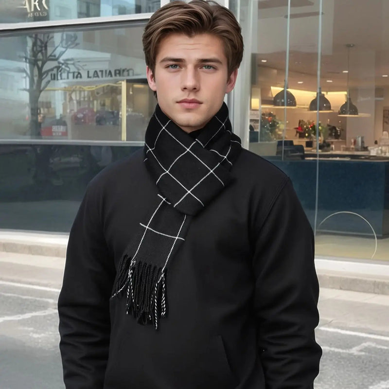 Marlow Men's Plaid Scarf - back view