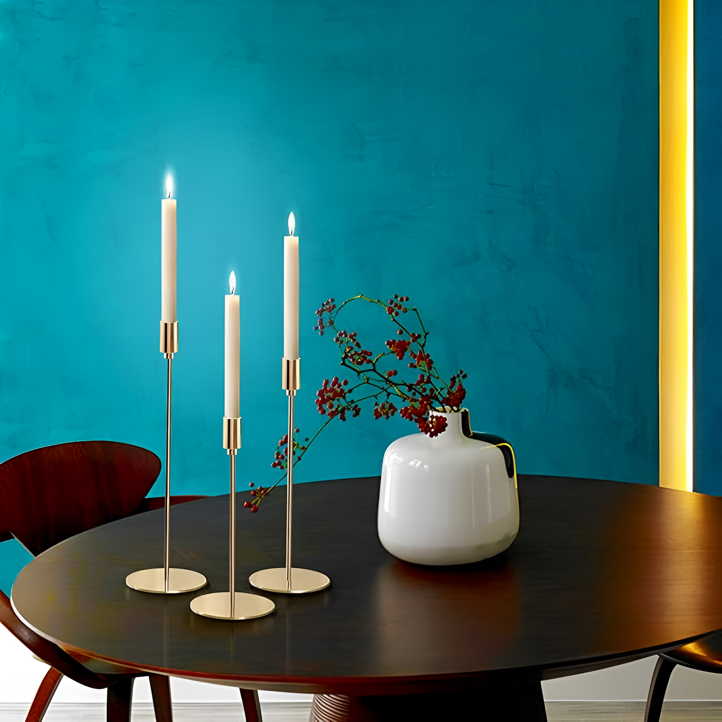 Brushed Metal Taper Candle Holders | Set of 3