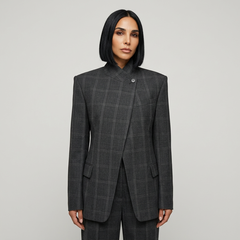 Ivy Women's Oversized Blazer | Irregular Plaid, Casual Style