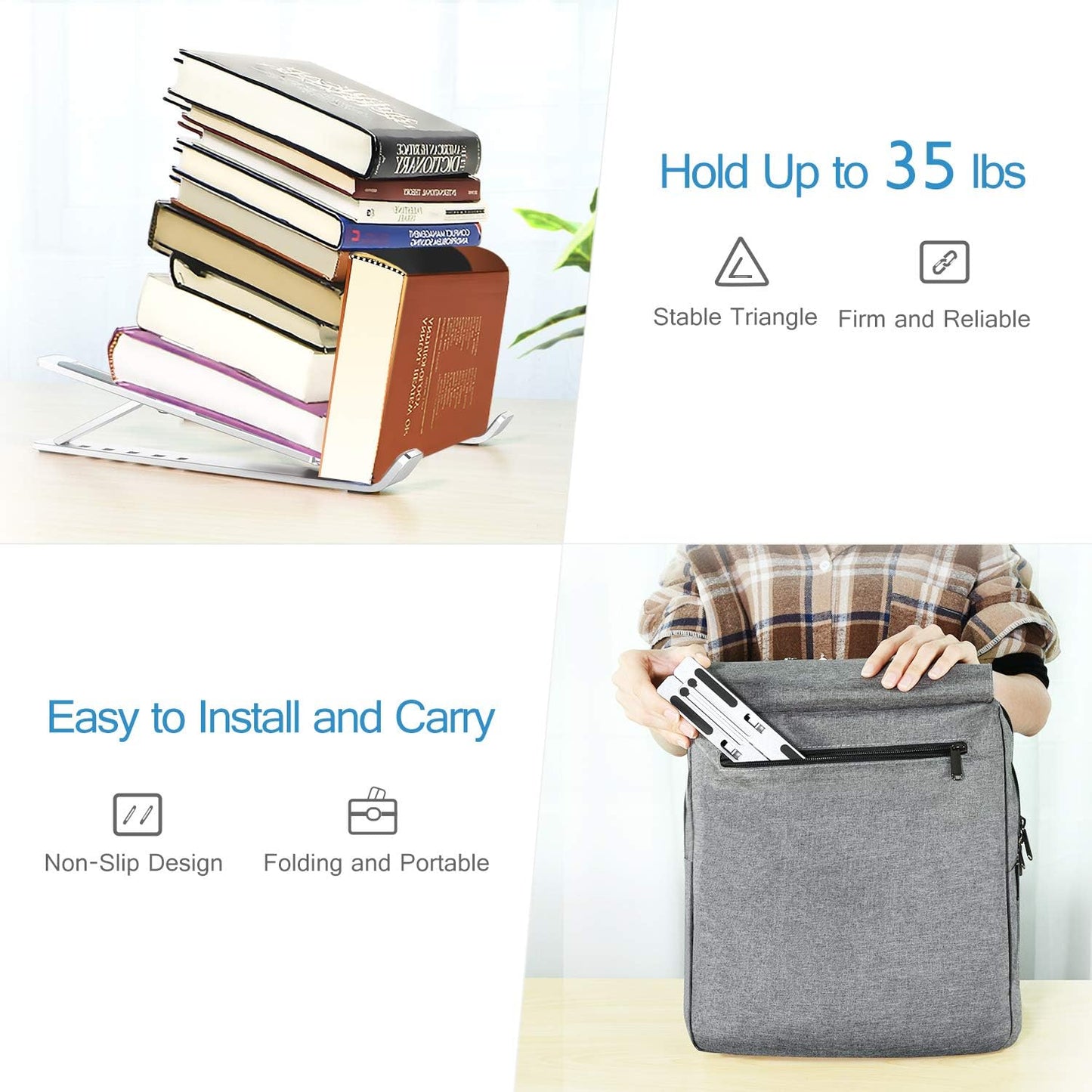 Ash Adjustable Foldable Laptop Stand - full-length view