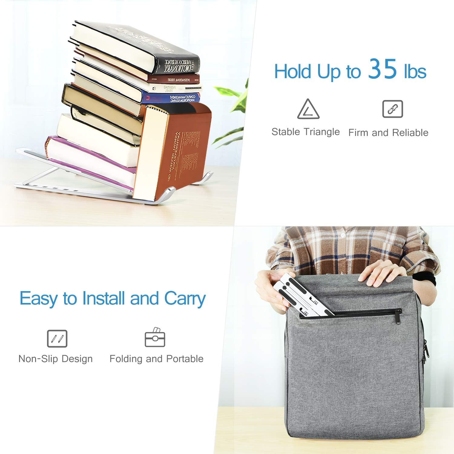 Ash Adjustable Foldable Laptop Stand - full-length view