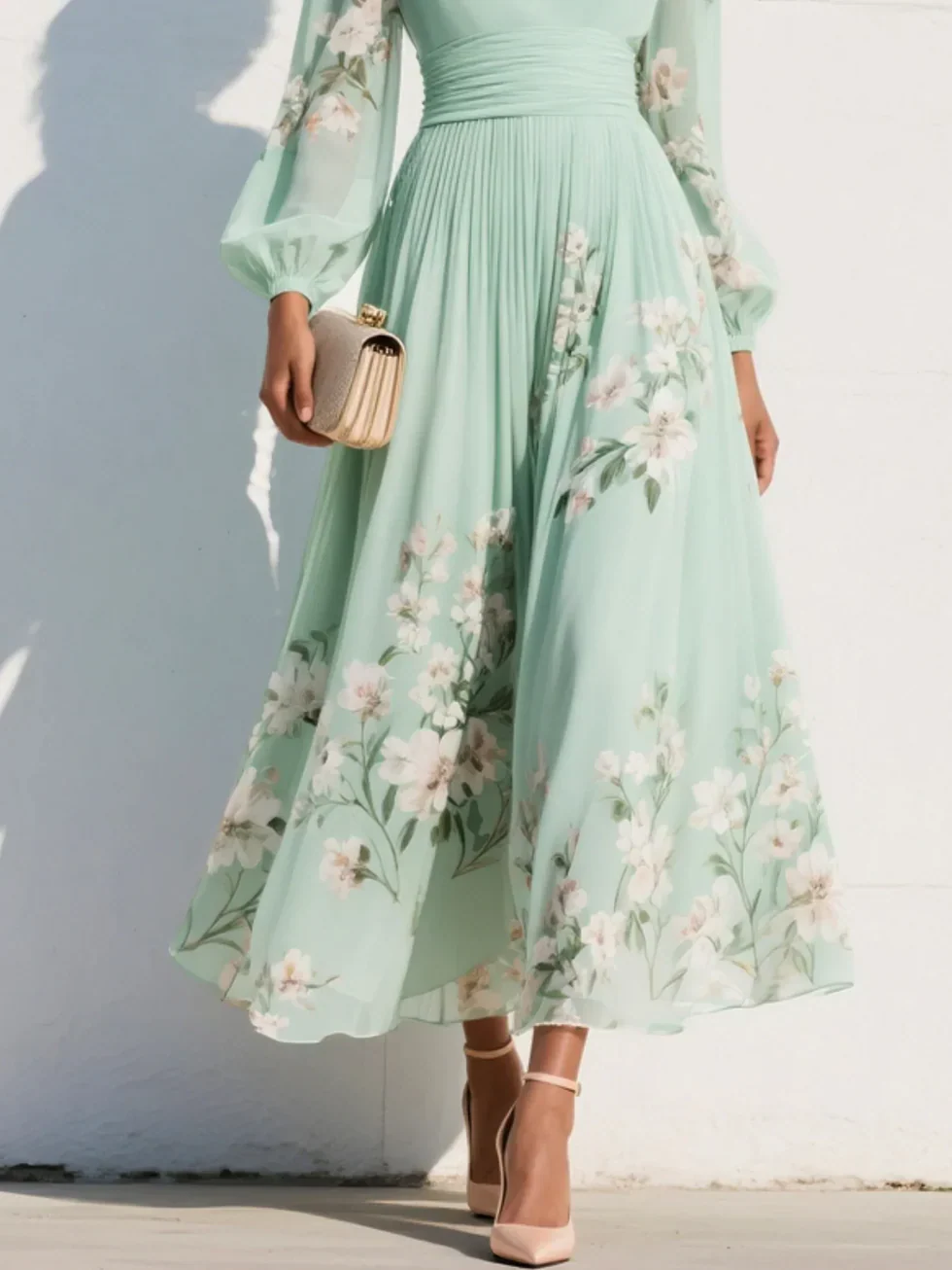 Ruby Women's Pleated Midi Dress - styled view