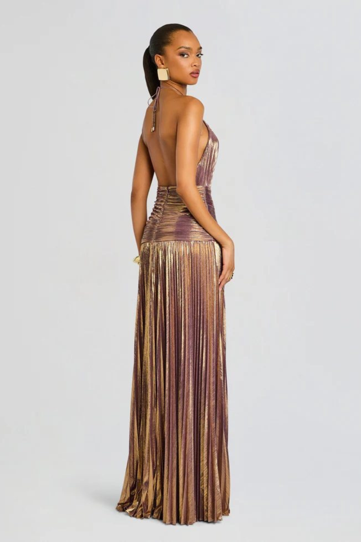 Rhea Women's Pleated Maxi Dress - styled view