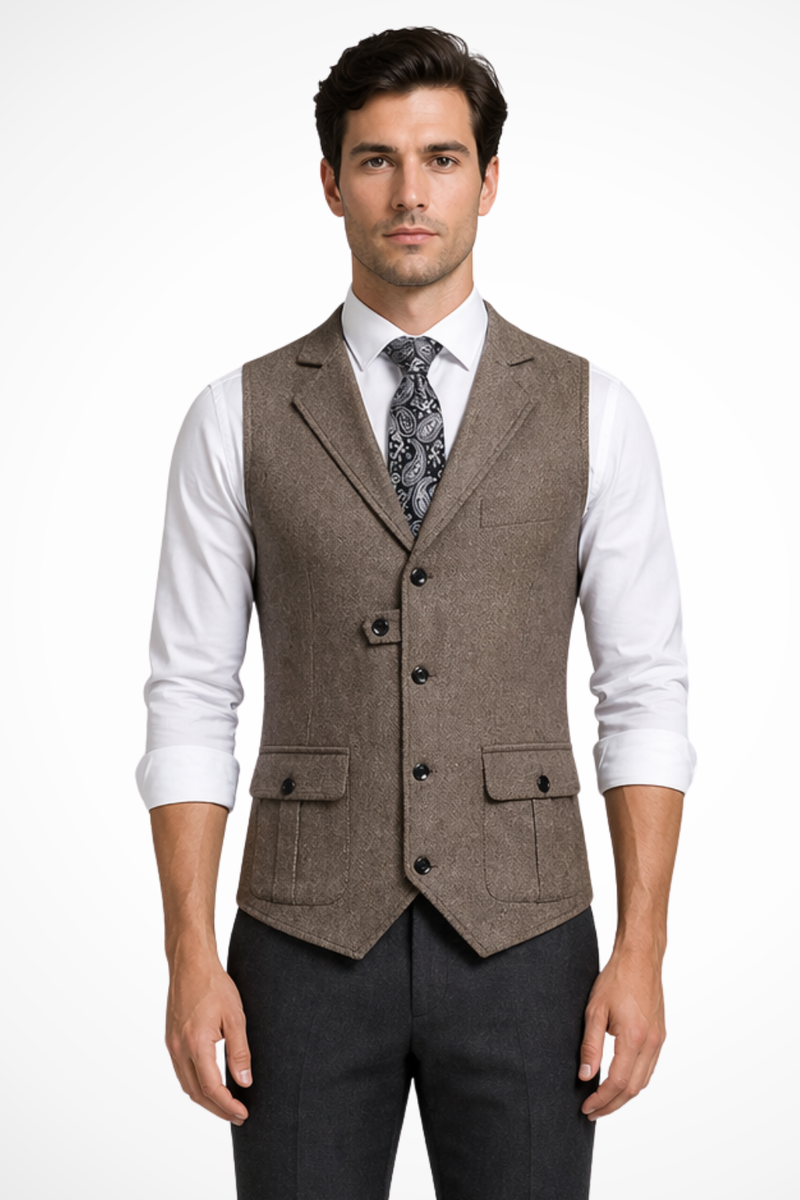 Theo Men's Vest | Tweed