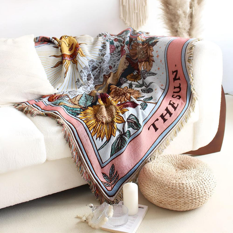 Boho Sun Tarot Tapestry Blanket