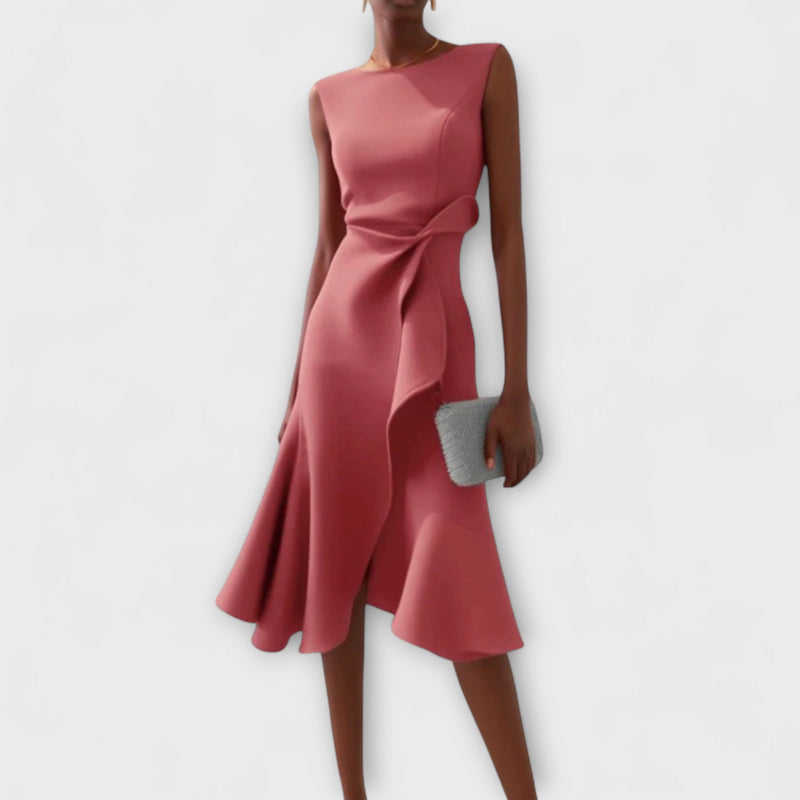 Anouk Women's Asymmetric Midi Dress - fabric and finish detail