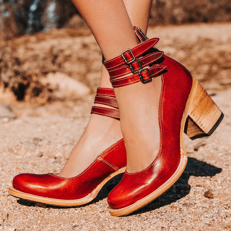 Ava Women's Block Heel Ankle Boots - fabric and finish detail