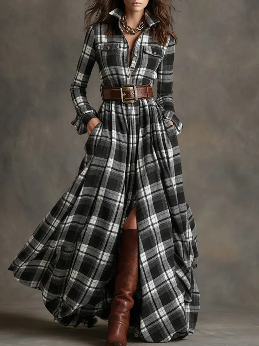 Camille Women's Plaid Dress - full-length view