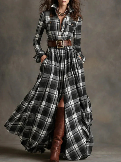 Camille Women's Plaid Dress - full-length view