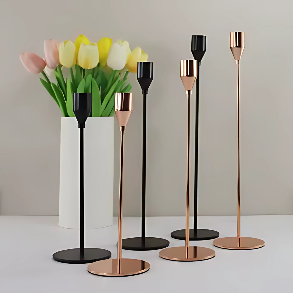 Tall Stainless Steel Candle Holders | Set of 3