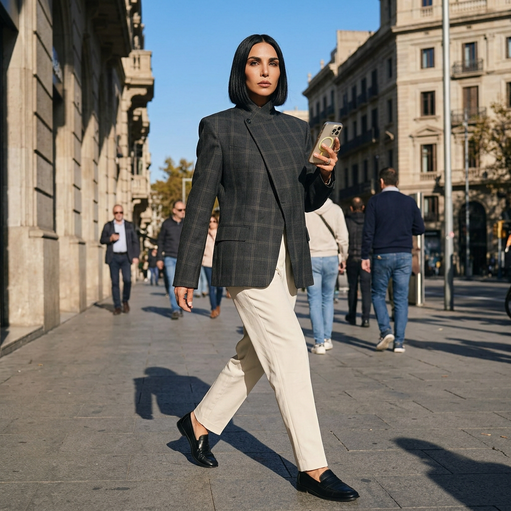 Ivy Women's Oversized Blazer | Irregular Plaid, Casual Style