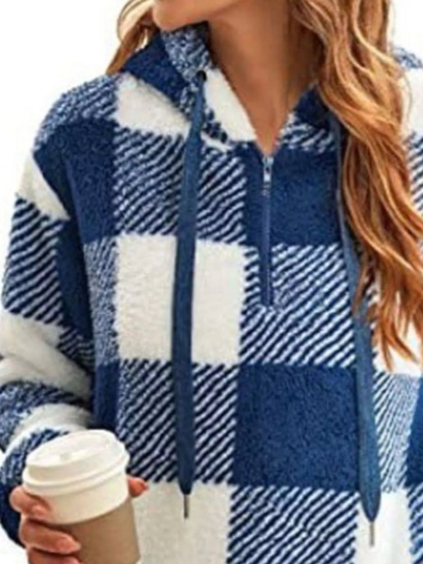 Faye Women's Plaid Sweater - fabric and finish detail