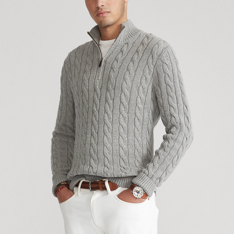 Yves Men's Cable Knit Sweater | Zip