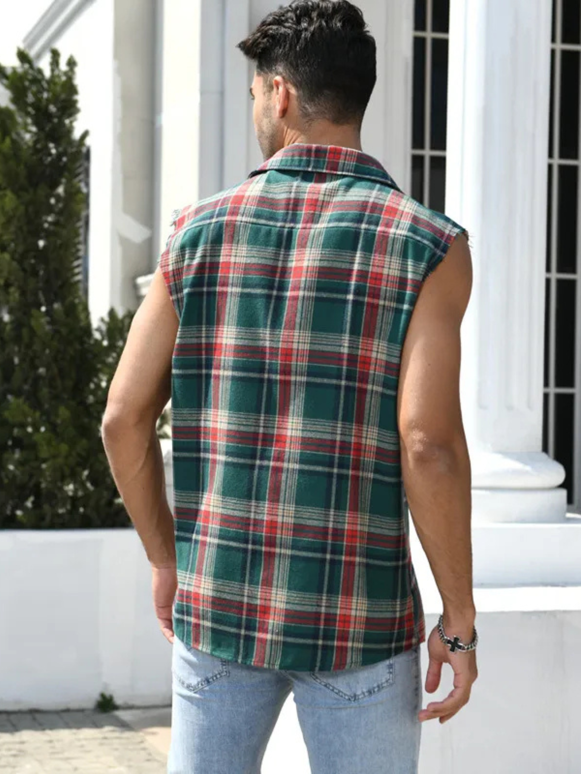 Harlow Women's Plaid Vest - flat lay