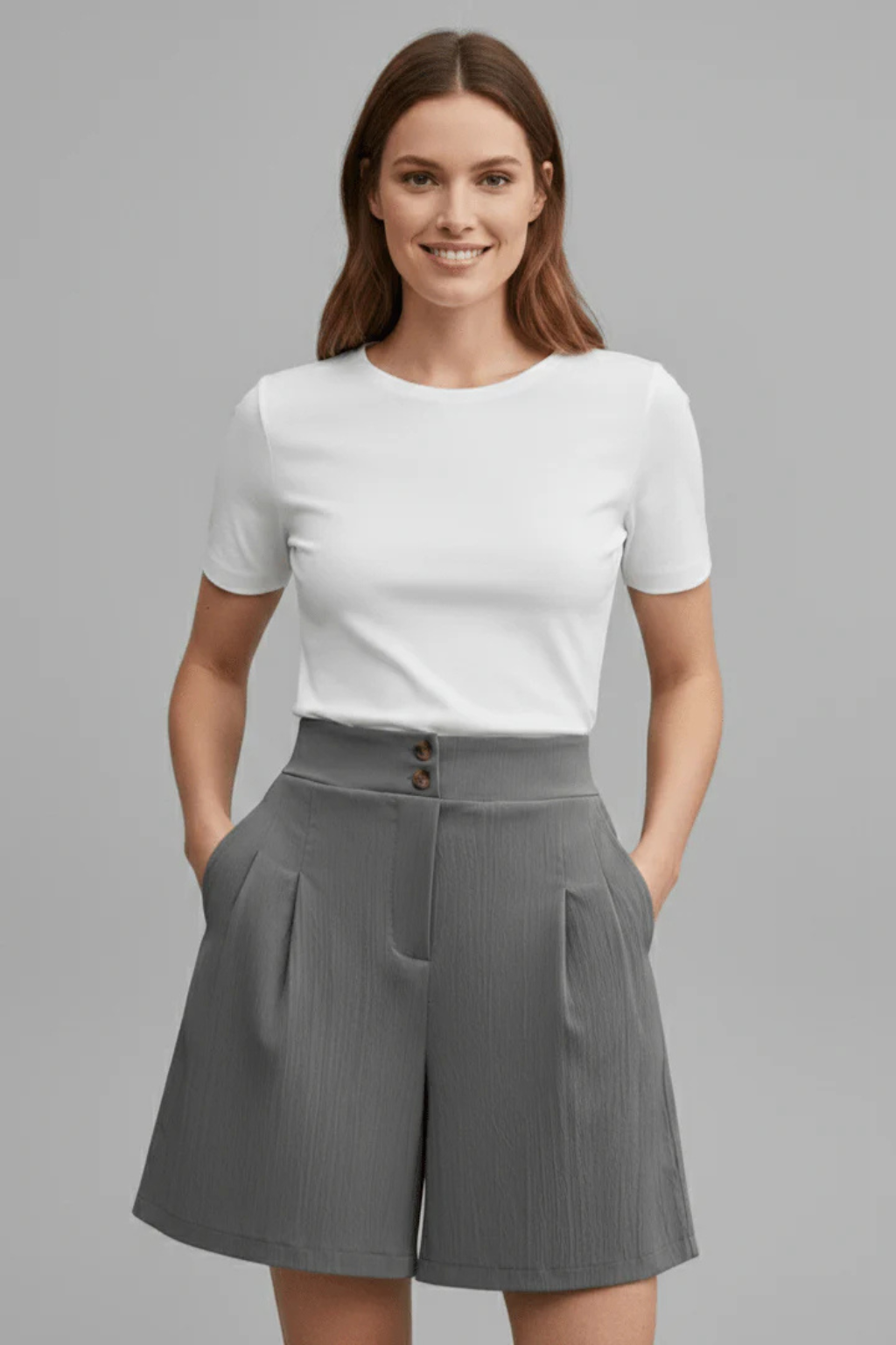 Greta Women's Pleated Shorts - styled view