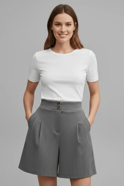 Greta Women's Pleated Shorts - styled view