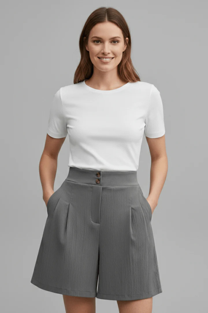 Greta Women's Pleated Shorts - styled view