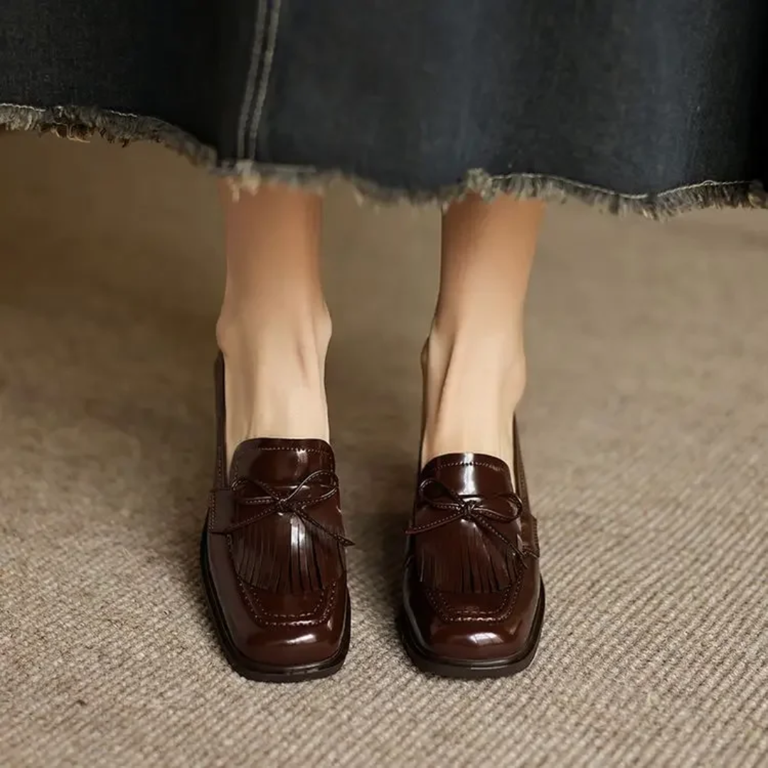 Nell Women's Block Heel Loafers - close-up detail