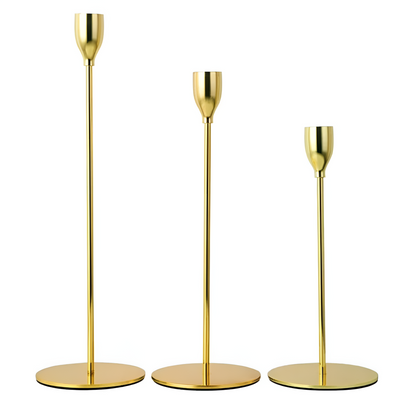 Brushed Metal Taper Candle Holders | Set of 3