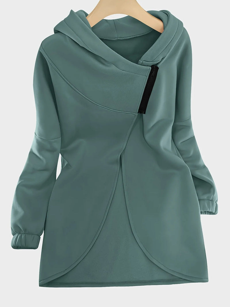 Mira Women's Asymmetric Hoodie - fabric and finish detail