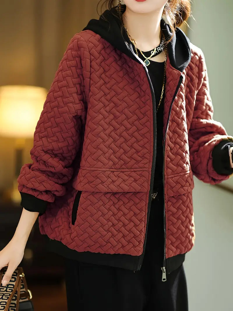 Wren Women's Quilted Hoodie - shown in use