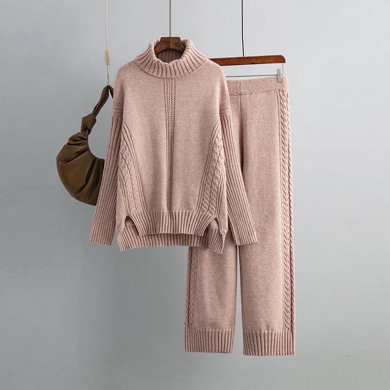 Mira Women's Cable Knit Two-piece Set - flat lay
