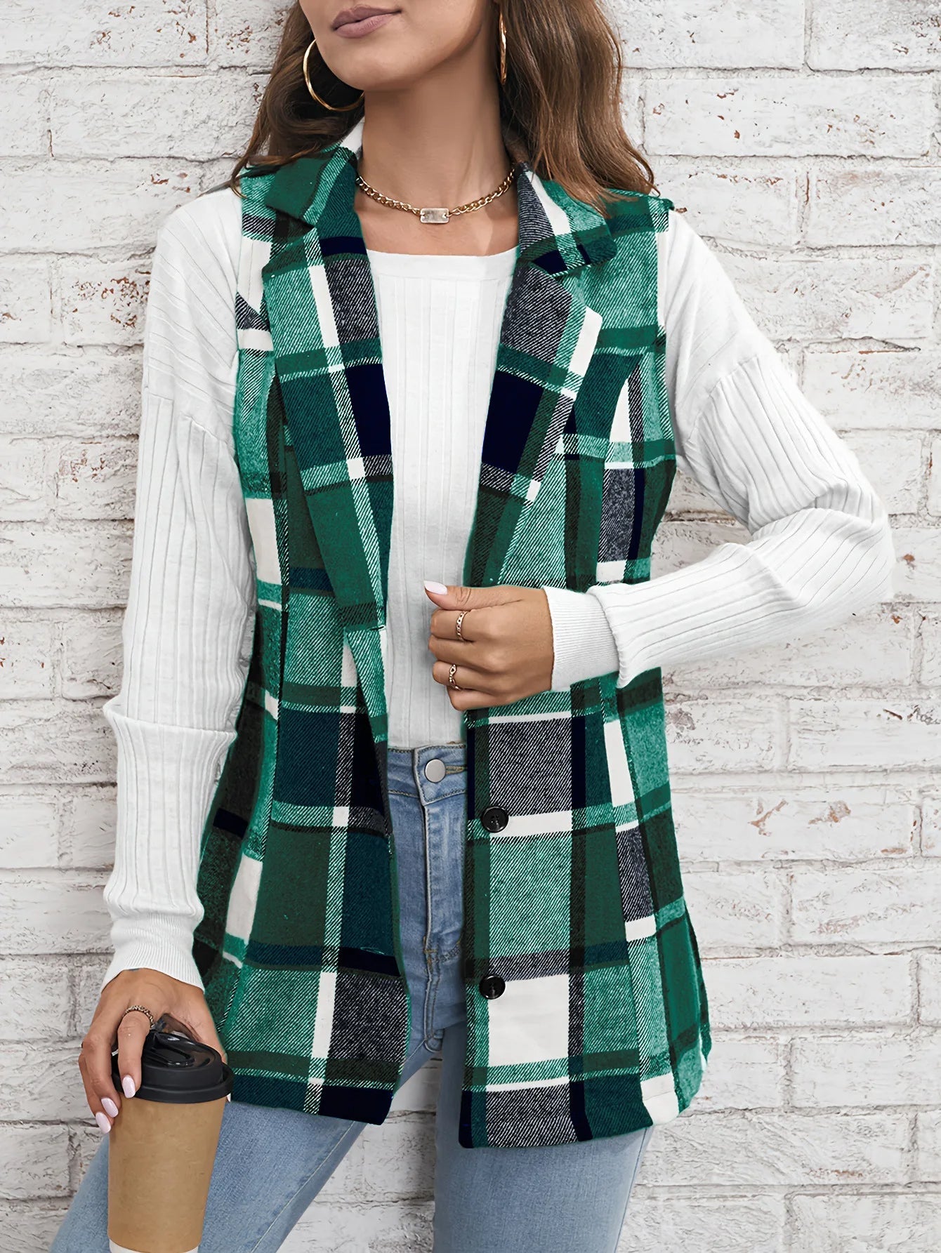 Winona Women's Plaid Vest - flat lay