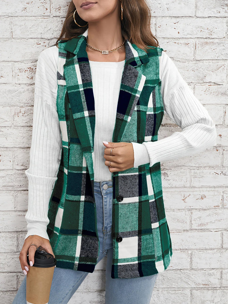 Winona Women's Plaid Vest - flat lay