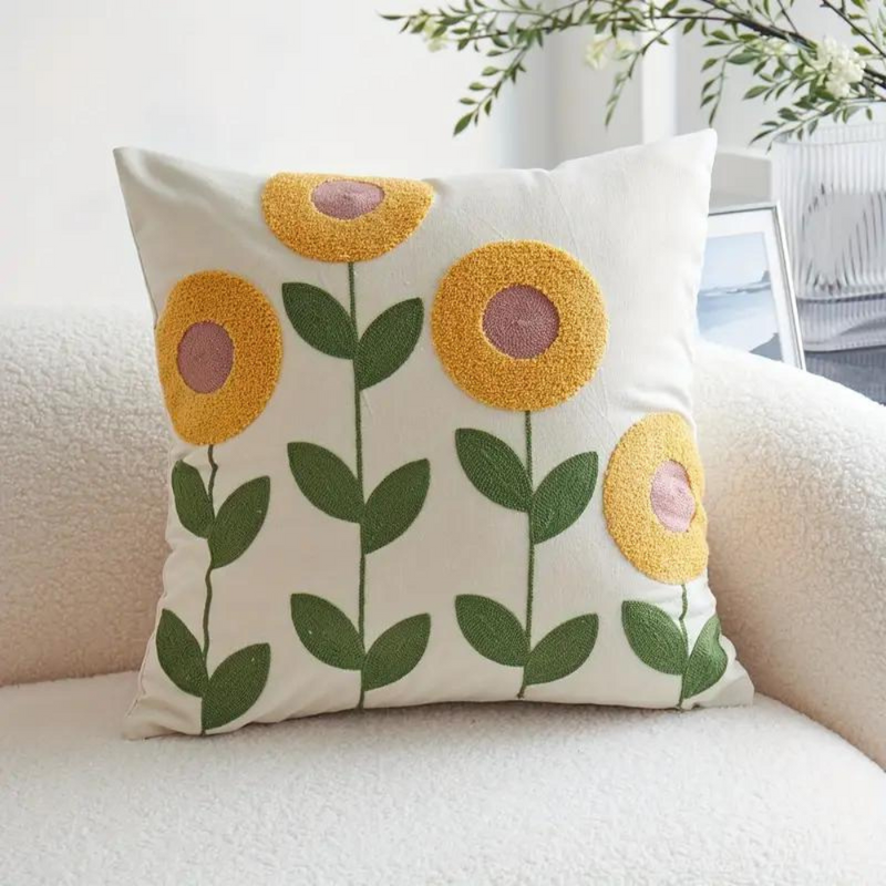 Slate Elegant Plant Patterned Cushion Cover | Soft Cover, Living Room