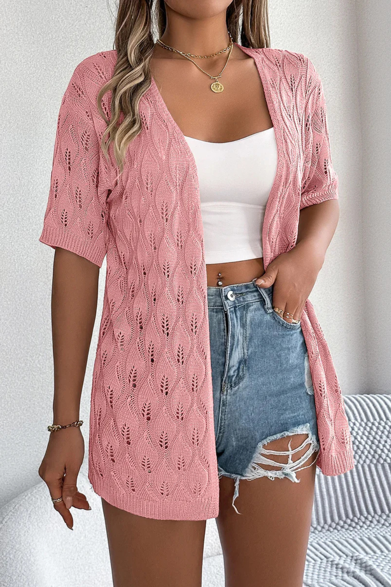 Perla Women's Crochet Cardigan - fabric and finish detail