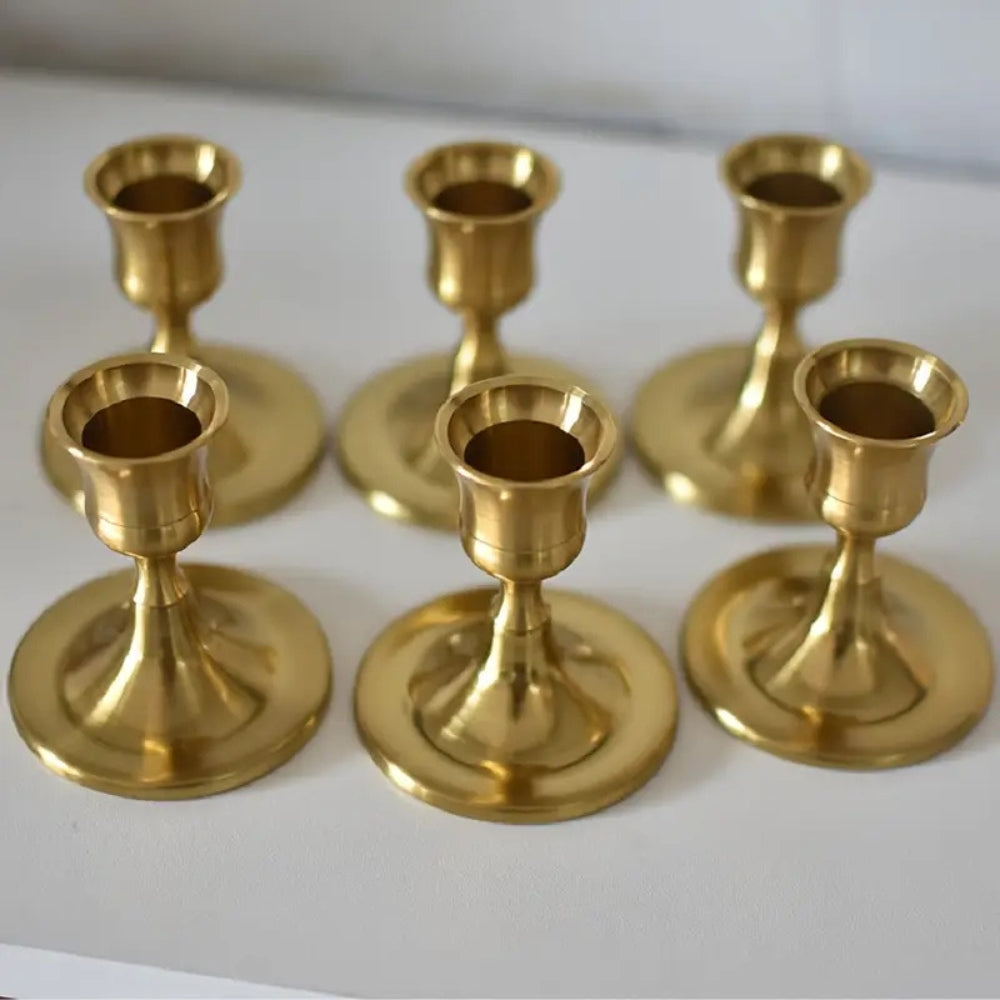 Shimmering Vintage Taper Candle Holders | Set of 2