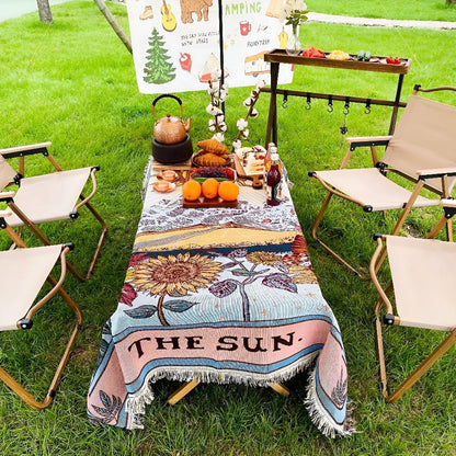 Boho Sun Tarot Tapestry Blanket
