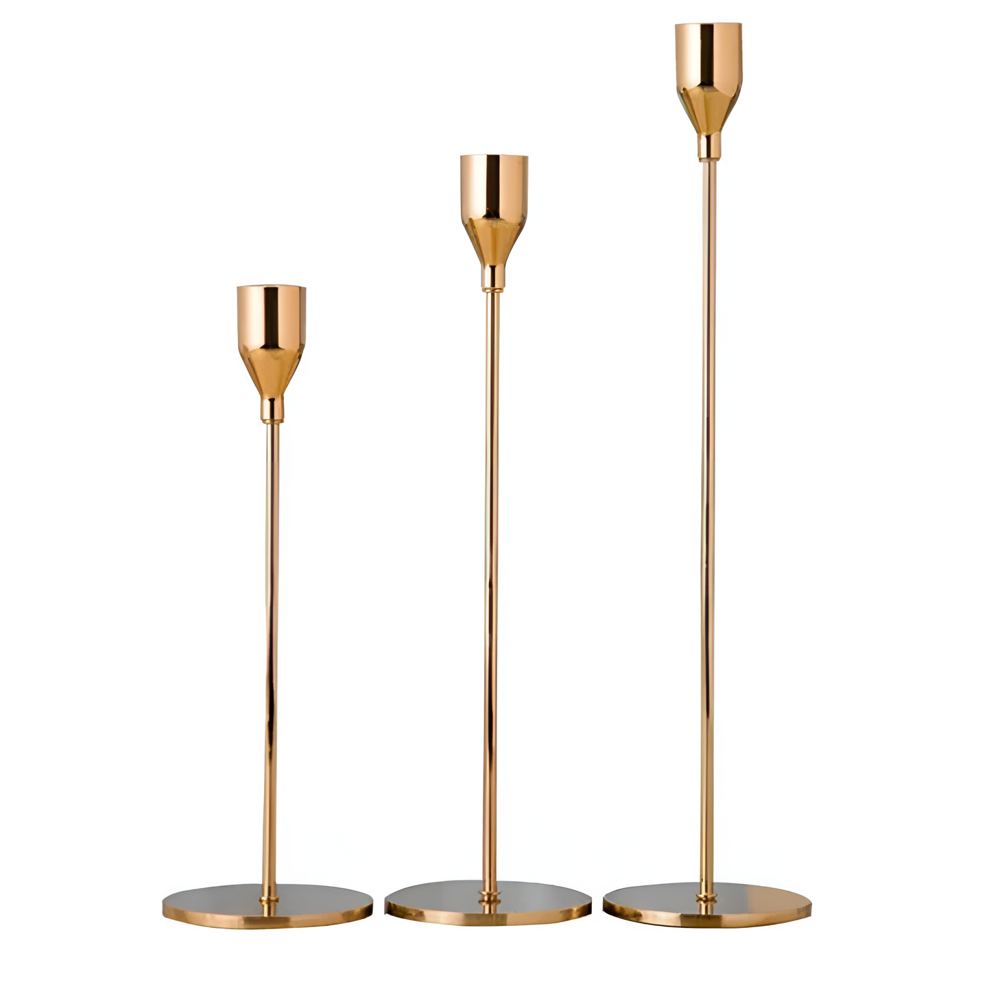 Brushed Metal Taper Candle Holders | Set of 3