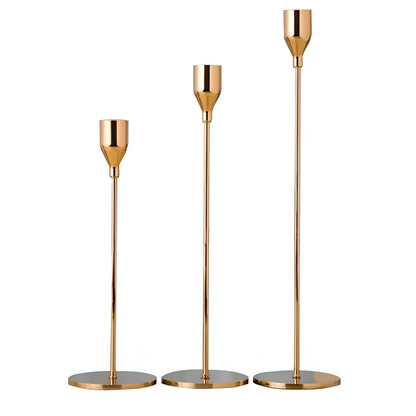 Brushed Metal Taper Candle Holders | Set of 3