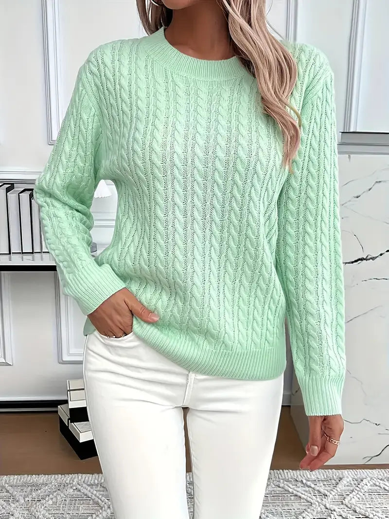 Esme Women's Cable Knit Sweater - styled view