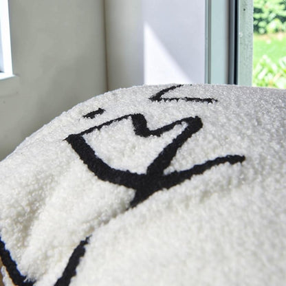 Abstract Face Bouclé Cushion Cover | Artful Design, Hidden Zip