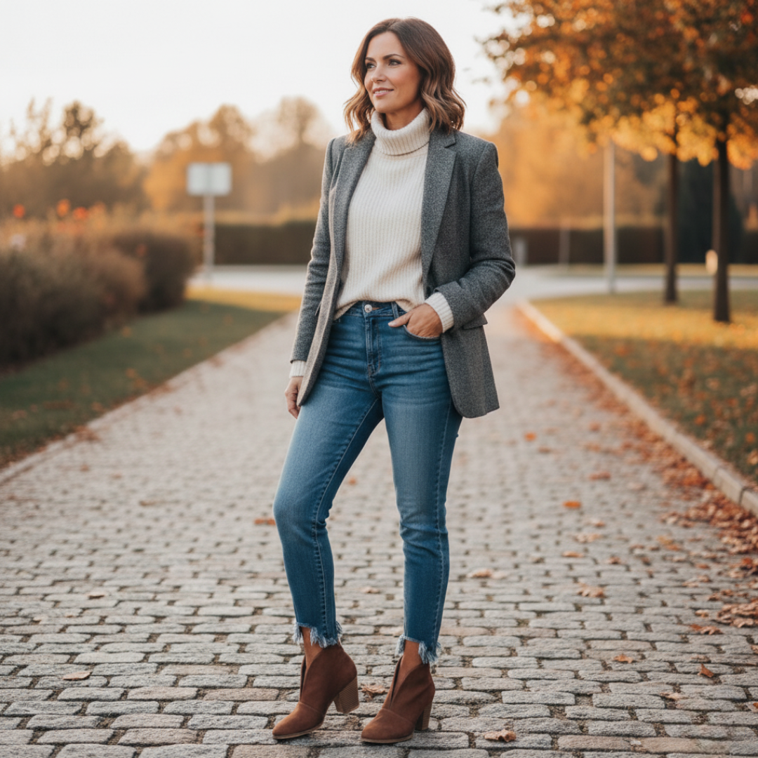 Odette Women's Chunky Heel Ankle Boots - back view