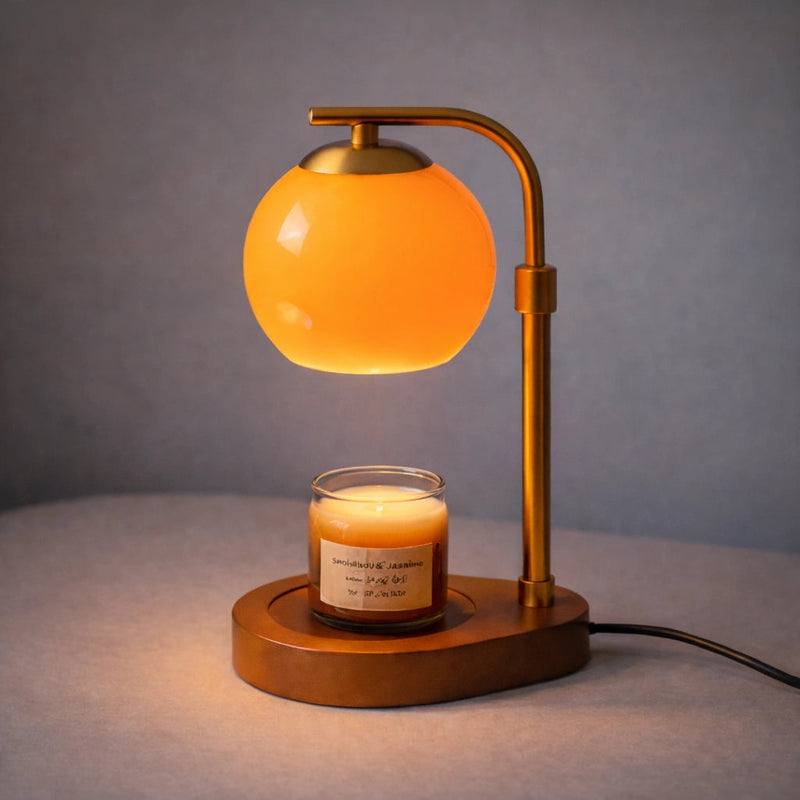 AmberGlow | Elegant Retro Sculpted Glass Candle Warmer Lamp