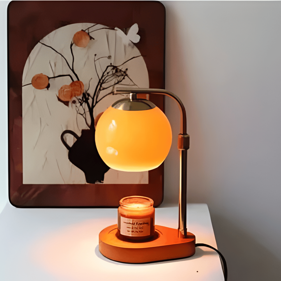 AmberGlow | Elegant Retro Sculpted Glass Candle Warmer Lamp 2