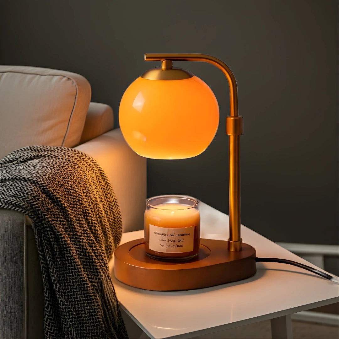 AmberGlow | Elegant Retro Sculpted Glass Candle Warmer Lamp 7