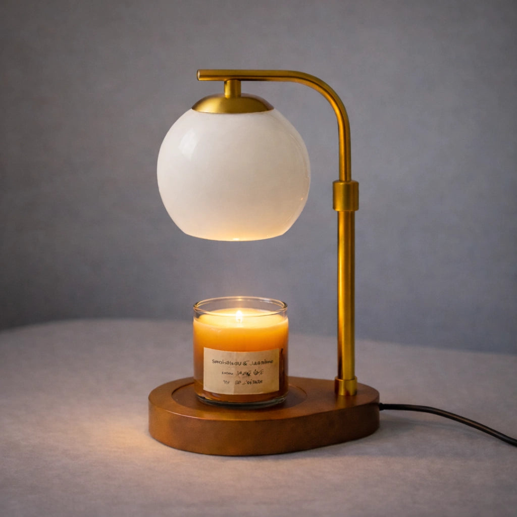 AmberGlow | Elegant Retro Sculpted Glass Candle Warmer Lamp 9