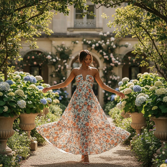 Anya Women's Maxi Dress | Floral Print, Halter Neck